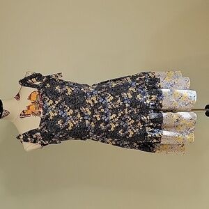 JUN & IVY blue & yellow floral dress.  Ties at shoulder size is Large Juniors.